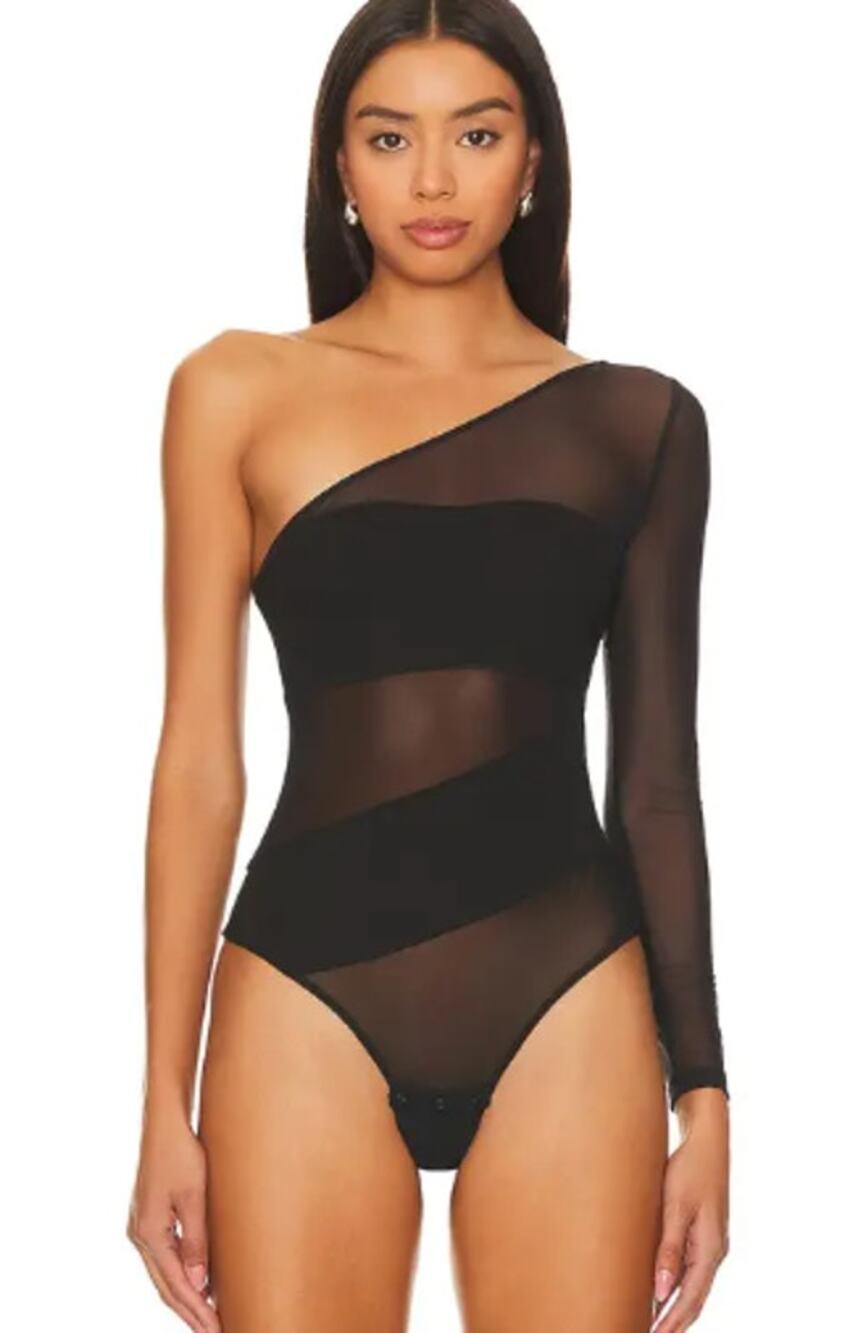 Undress Code Sex And The City Black Mesh One Shoulder Bodysuit Small TikTok Shop